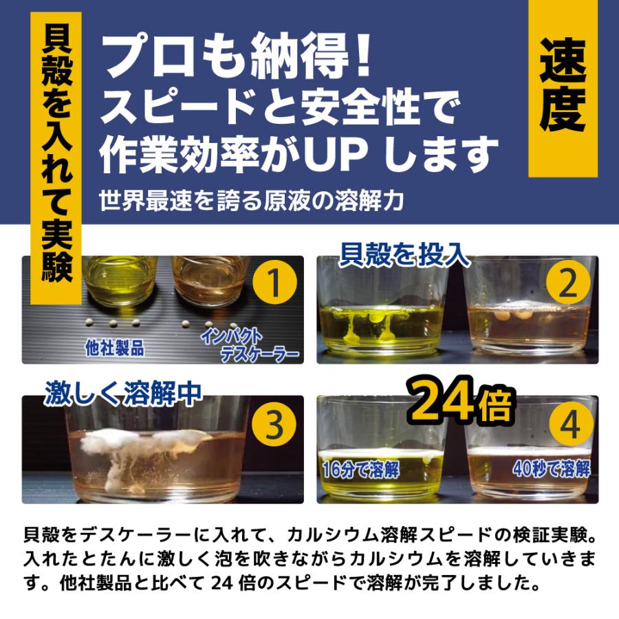 【プロも唖然】超強力! パイプクリーナー 排水管 洗浄液 尿石【プロ用の威力】 排水管 掃除 排水管詰まり 凄さが違う インパクトデスケーラー(ハード)500ml｜impact-series｜06