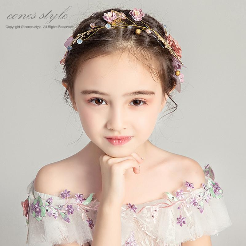 ヘアアクセサリー ピアノ 発表会 ヘッドドレス 髪飾り 子供 女の子 キッズ 花 ゴールド パープル クリスタル ビーズ ラインストーン 結婚式 写真撮影 Hc23 Compass イーワンズyahoo ショッピング店 通販 Yahoo ショッピング