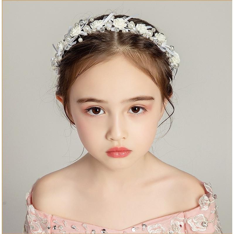 アアクセサリー ピアノ 発表会 ヘッドドレス 子供 髪飾り 女の子 花 薔薇 リボン フォーマル ホワイト パール ラインストーン ティアラ カチューシャ Hc37 Compass イーワンズyahoo ショッピング店 通販 Yahoo ショッピング