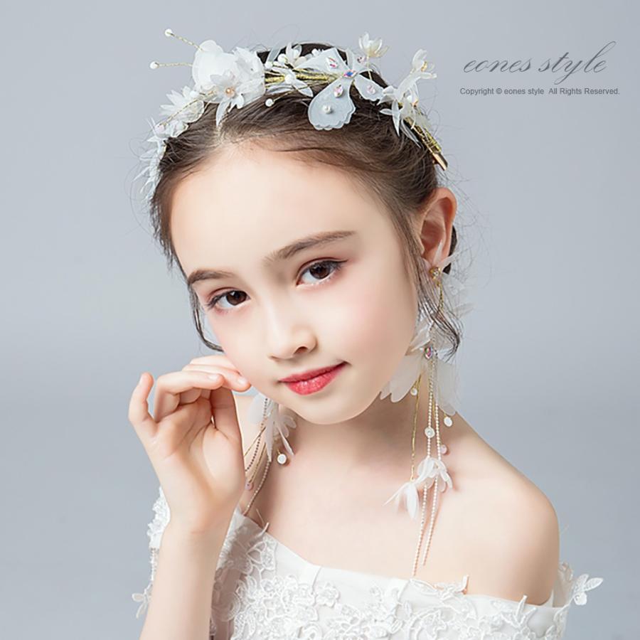 ヘアアクセサリー 手作り 髪飾り 子供 ヘッドドレス イヤリングセット 女の子 ピアノ 発表会 花 白花 ホワイト リボン ティアラ カチューシャ 写真撮影 Hd12 Compass イーワンズyahoo ショッピング店 通販 Yahoo ショッピング