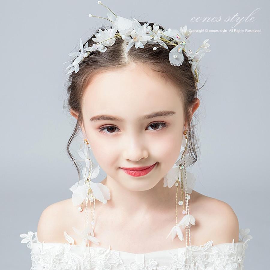 ヘアアクセサリー 手作り 髪飾り 子供 ヘッドドレス イヤリングセット 女の子 ピアノ 発表会 花 白花 ホワイト リボン ティアラ カチューシャ 写真撮影 Hd12 Compass イーワンズyahoo ショッピング店 通販 Yahoo ショッピング