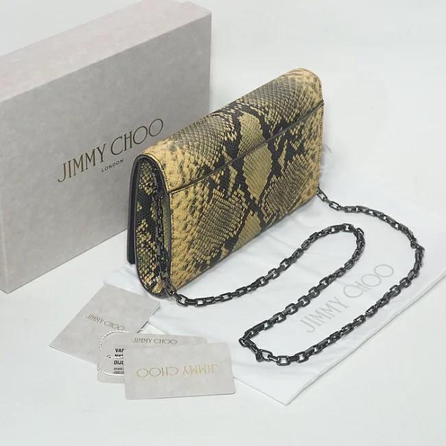 ジミーチュウ パイソン柄 2WAY ショルダーバッグ チェーン 黒赤 保存袋 ジミーチュウ JIMMY CHOO ヴァレンヌ パイソン柄 チェーンショルダー