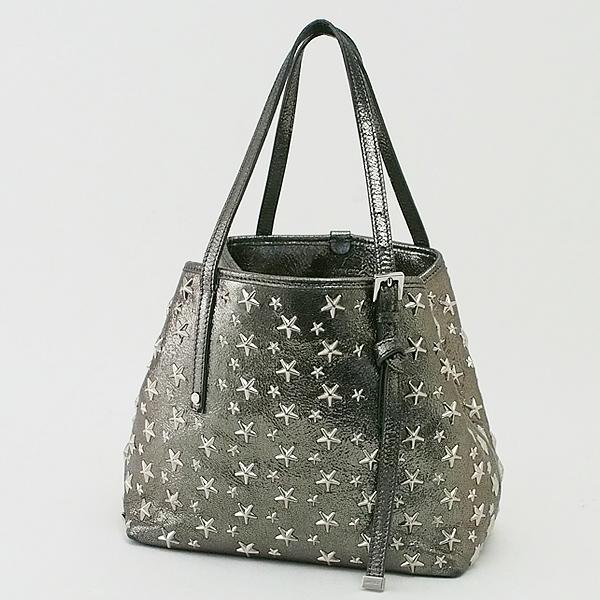 ジミーチュウ・トートバッグ・サシャ・スタッズ・メタリックシルバー ジミーチュウ JIMMY CHOO サシャ S スタースタッズ レザー トート