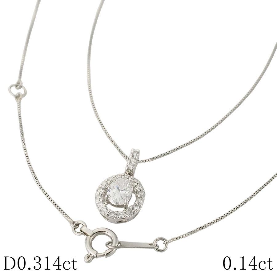 ダイヤモンド/0.314ct ダイヤ/0.14ct デザイン ネックレス Pt850 K18WG