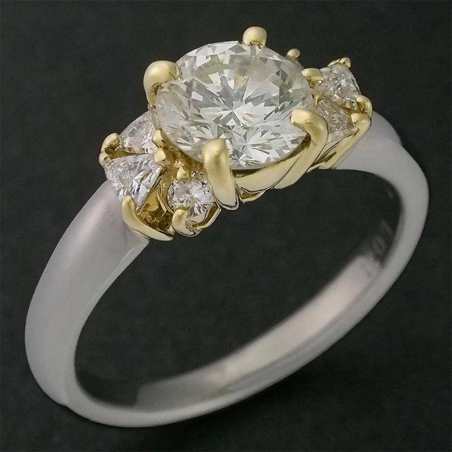 VLY-I1-F ダイヤモンド/1.001ct ダイヤ/0.21ct リング Pt900 /K18YG 10 