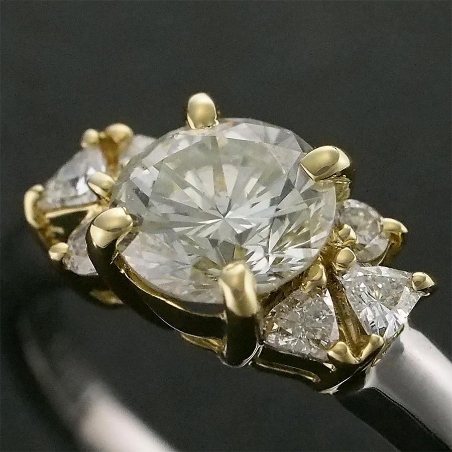VLY-I1-F ダイヤモンド/1.001ct ダイヤ/0.21ct リング Pt900 /K18YG 10 