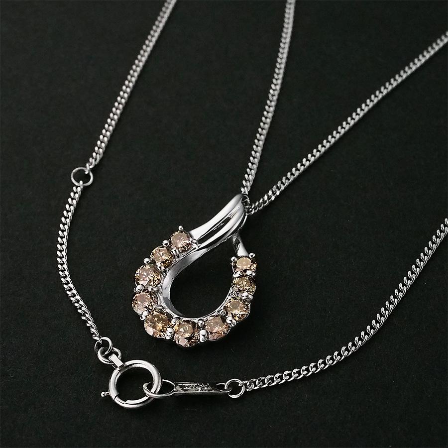 天然ダイヤモンド ネックレス 計1.00ct PT850 ダイヤモンド/1.0ct デザイン ネックレス K18WG /Pt850 : インペリアル