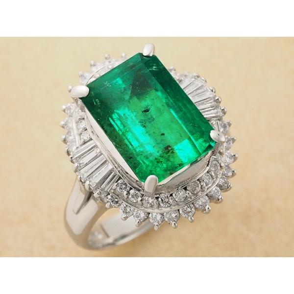 エメラルド/4.61ct ダイヤモンド/0.86ct デザイン リング Pt900 16号 
