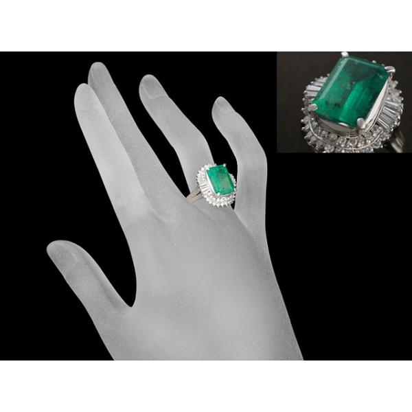 エメラルド/4.61ct ダイヤモンド/0.86ct デザイン リング Pt900 16号 