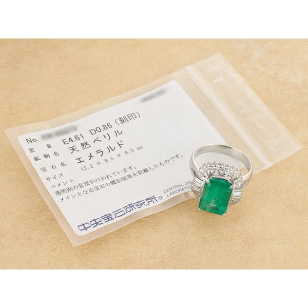 エメラルド/4.61ct ダイヤモンド/0.86ct デザイン リング Pt900 16号 