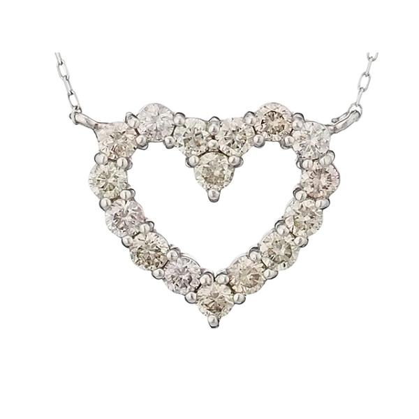 ダイヤモンド/0.50ct ハートモチーフ ネックレス K18WG : h3359 