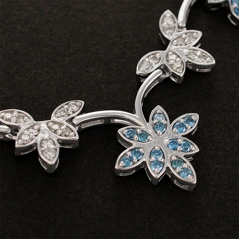 ダイヤモンド/5.00ct フラワー デザイン ネックレス K18WG : h7875 