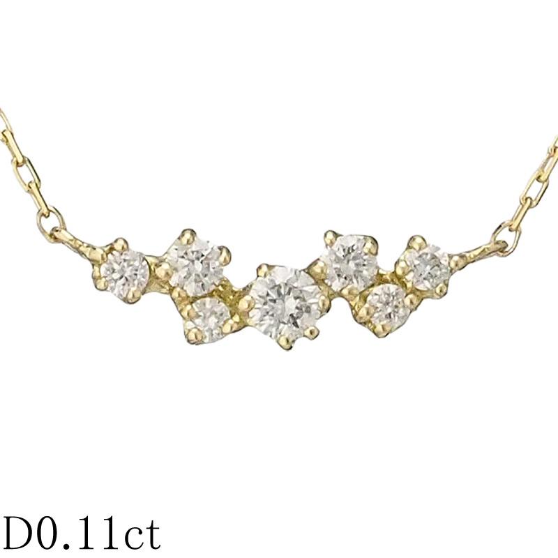 アーカー ダイヤモンド/0.11ct ビービー ライン ネックレス K18YG 