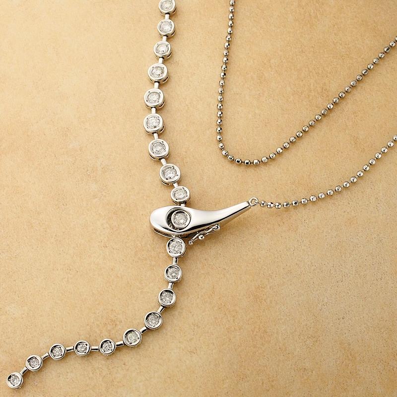 K18WG/PT850 ハート ダイヤモンド ネックレス 0.03CT【中古 