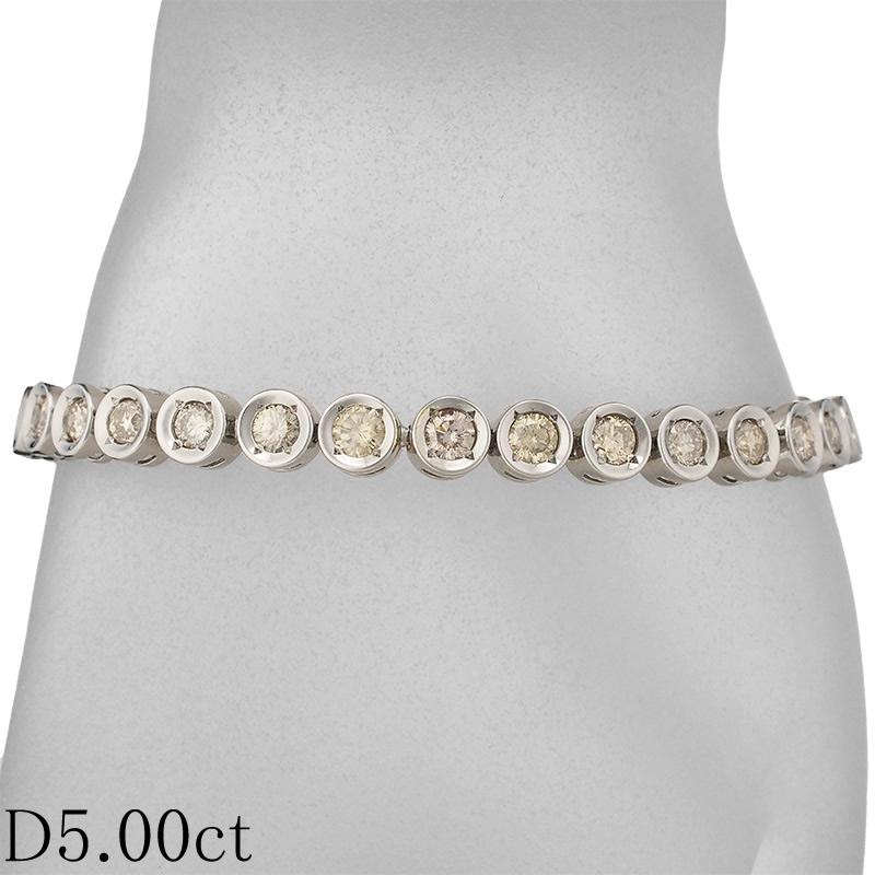 ダイヤモンド/5.00ct テニス ブレスレット K18WG : h9652  