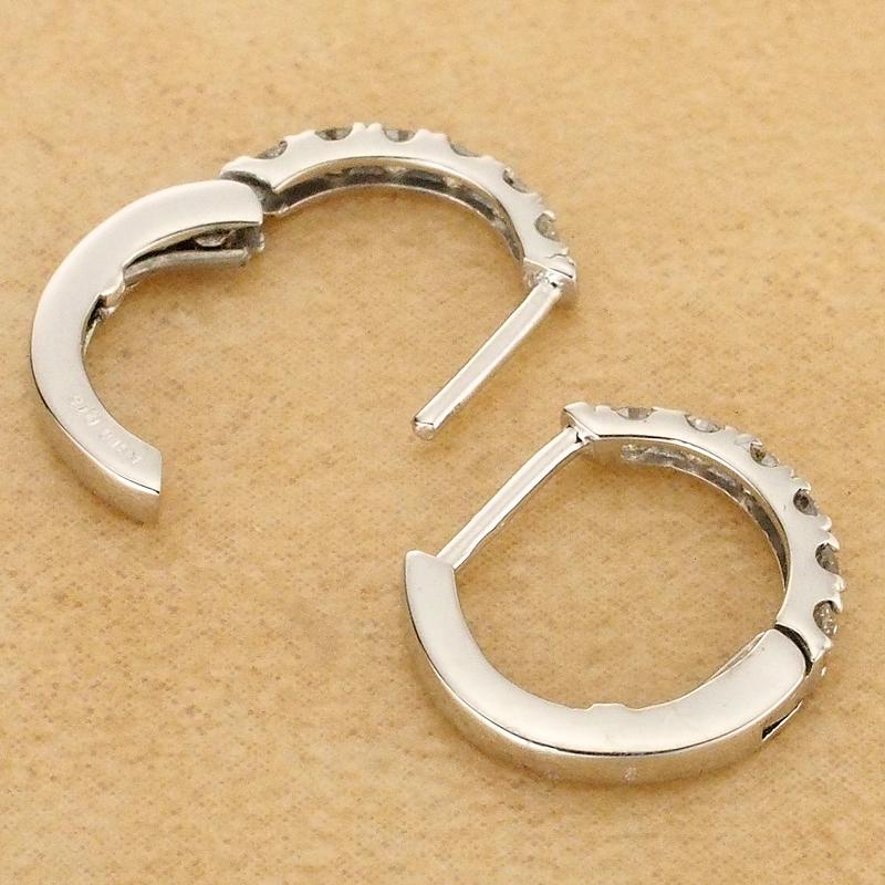 ダイヤモンド/0.15ct×2 フープ デザイン ピアス K18WG : インペリアル 
