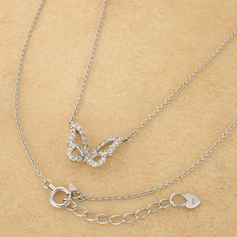 K18WG ダイヤモンド ネックレス (バタフライモチーフ) 品番n22-118 スタージュエリー ダイヤモンド/0.17ct バタフライモチーフ ネックレス