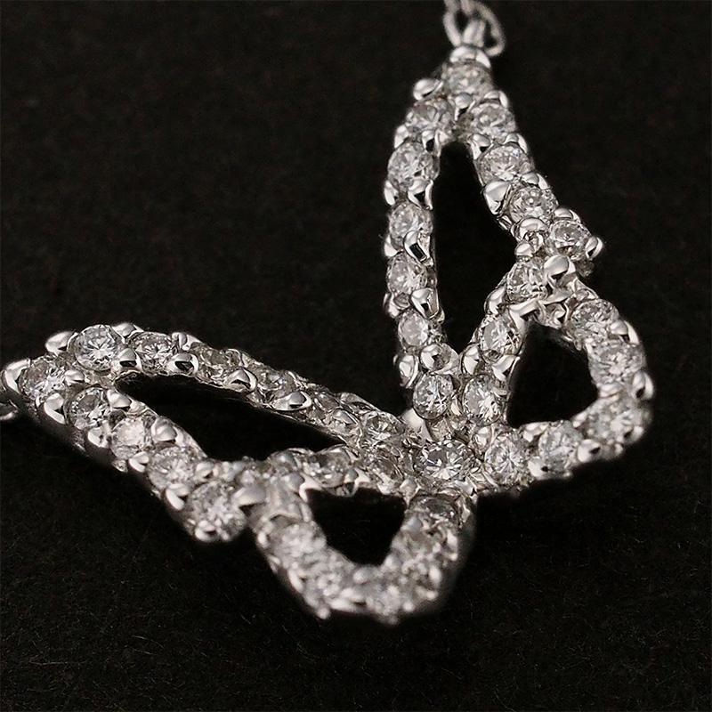 K18WG ダイヤモンド ネックレス (バタフライモチーフ) 品番n22-118 スタージュエリー ダイヤモンド/0.17ct バタフライモチーフ ネックレス