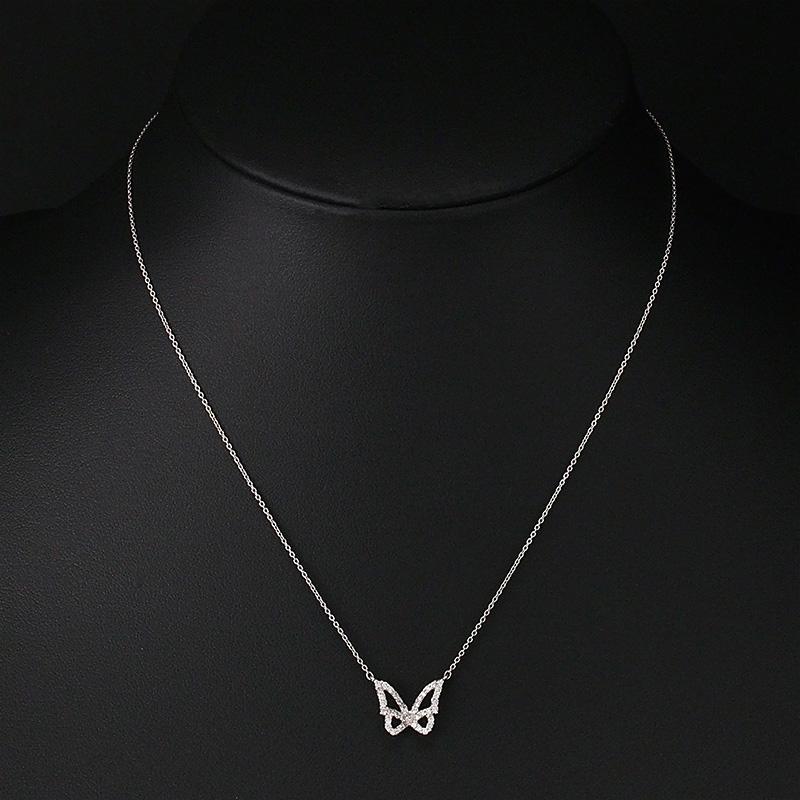 K18WG ダイヤモンド ネックレス (バタフライモチーフ) 品番n22-118 スタージュエリー ダイヤモンド/0.17ct バタフライモチーフ ネックレス