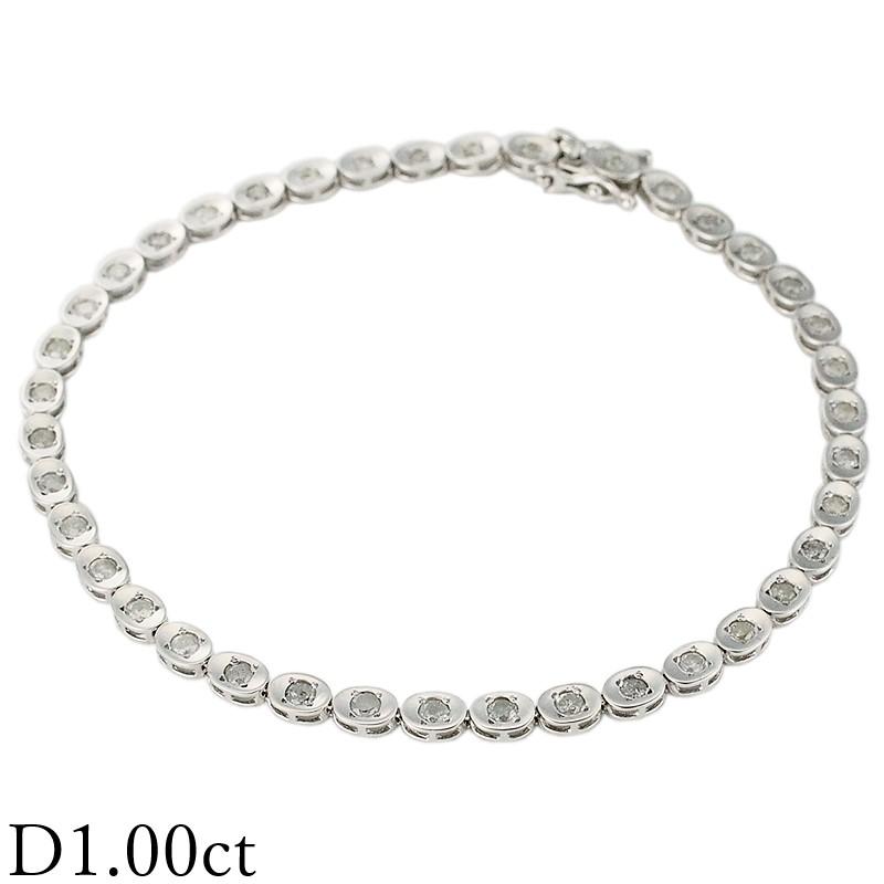 テニスブレスレット ダイヤモンド1.00ct K14 WG ホワイトゴールド ダイヤ1.00ct テニスブレス風 デザイン ブレスレット K14WG ホワイト