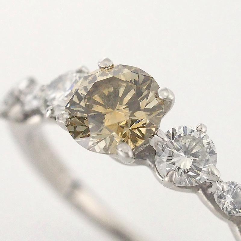 カシケイ ブラウンダイヤ/0.55ct ダイヤモンド/0.604ct リング Pt900