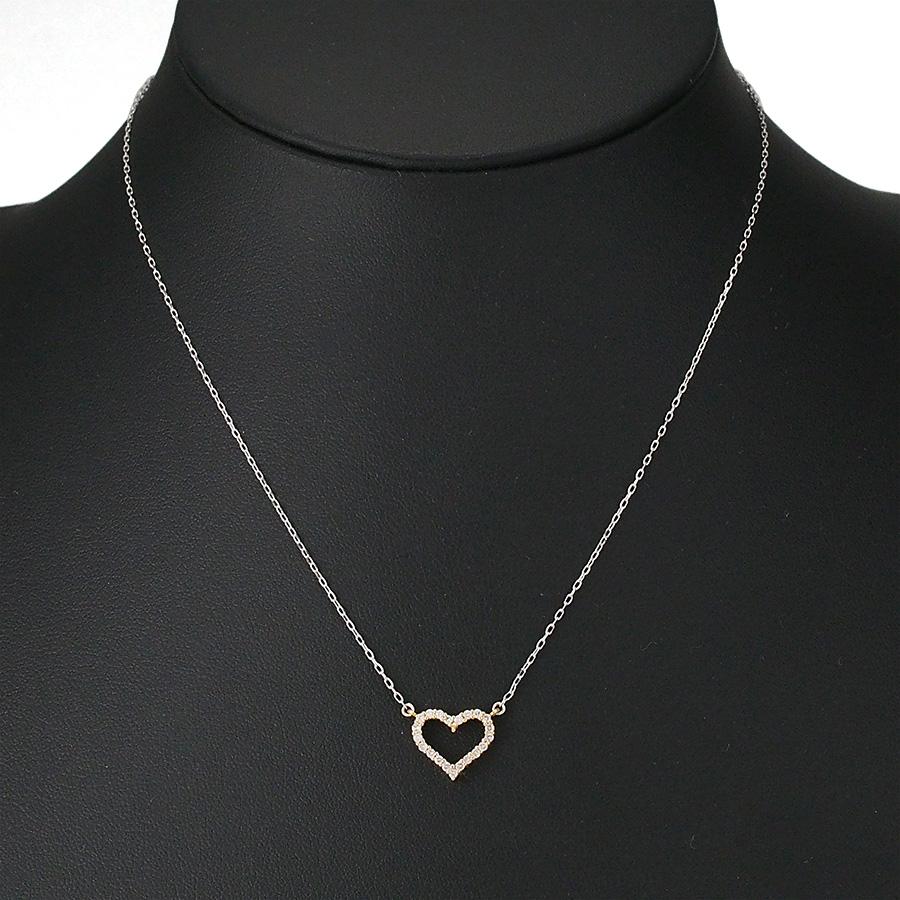 ヴァンドーム青山 ダイヤモンド/0.19ct ハート ネックレス K18YG K18WG