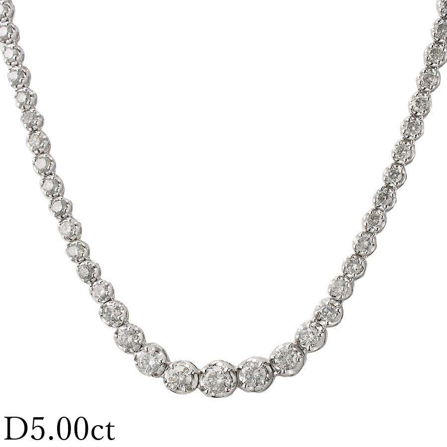 ダイヤモンド/5.00ct テニス ネックレス K18WG : インペリアル - 通販 