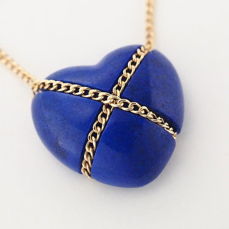 ティファニー ラピスラズリ チェーン クロス ハート ネックレス K14YG