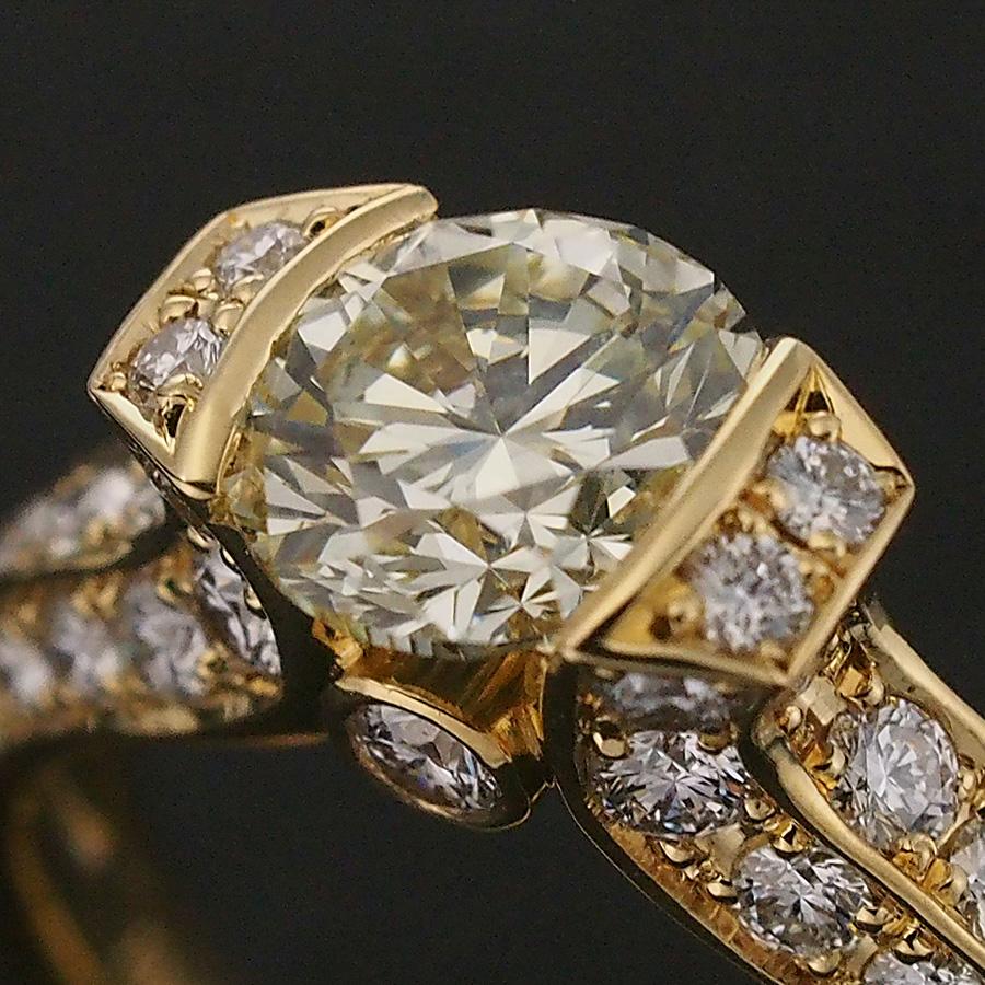 ダイヤモンド/1.012ct 0.74ct リング K18YG 9.5号 : インペリアル
