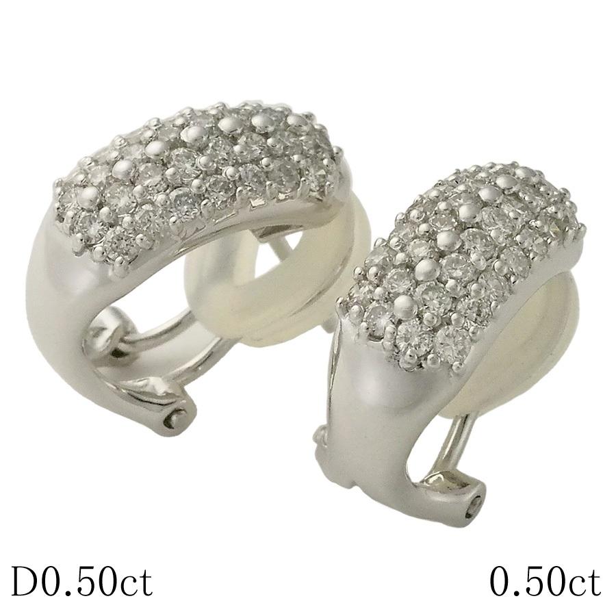 ダイヤモンド/0.50ct 0.50ct フープ ピアス Pt900 K18WG