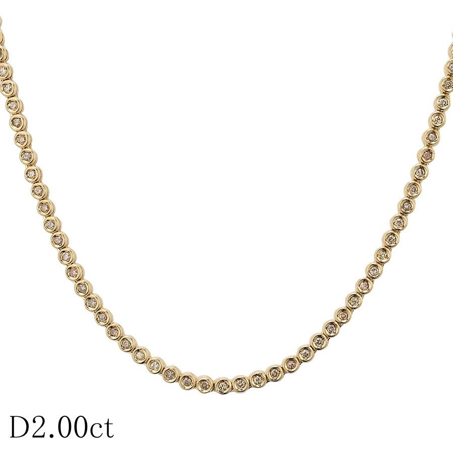 ダイヤモンド/2.00ct テニス ネックレス K18YG : インペリアル - 通販