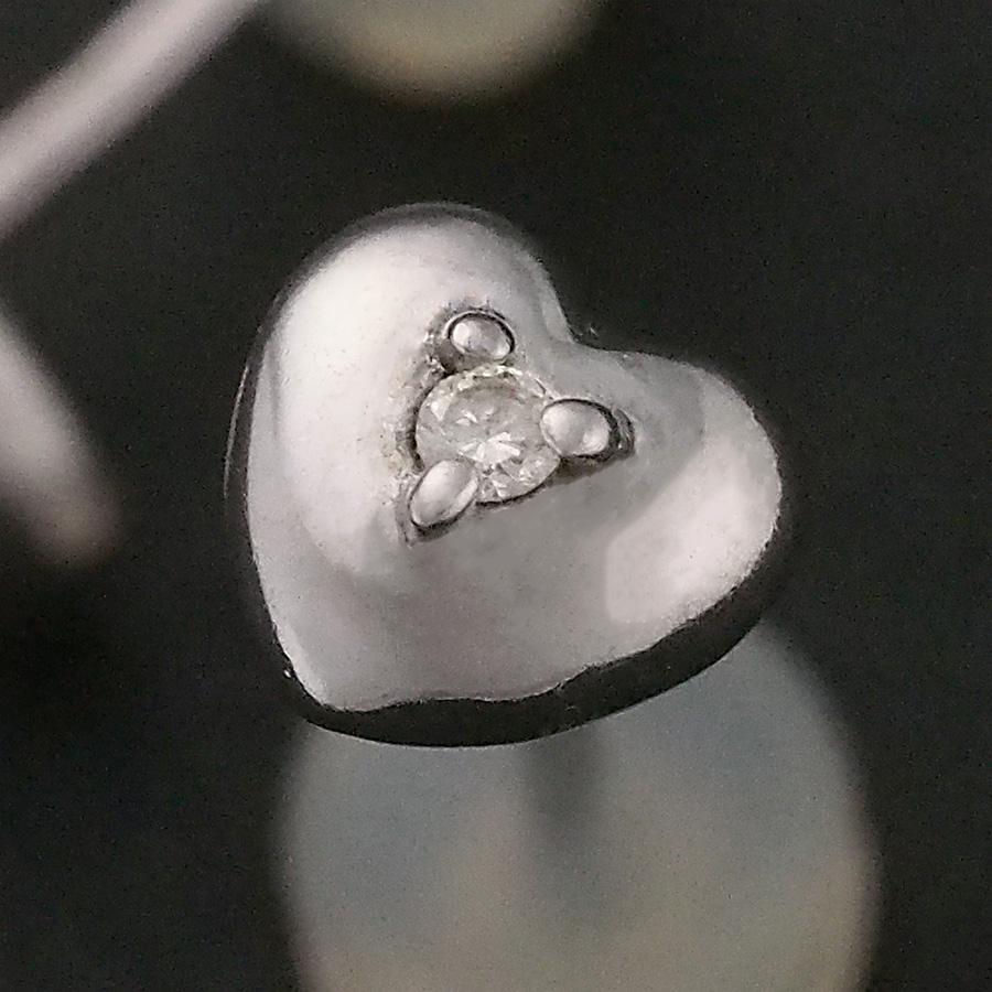 ダイヤモンド/0.01ct 0.01ct ハートモチーフ ピアス K18WG 