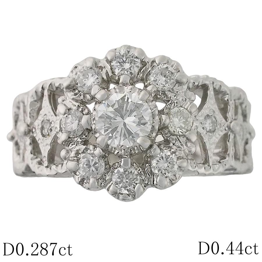 F-VVS2-G ダイヤモンド/0.287ct ダイヤ/0.44ct デザイン リング Pt900