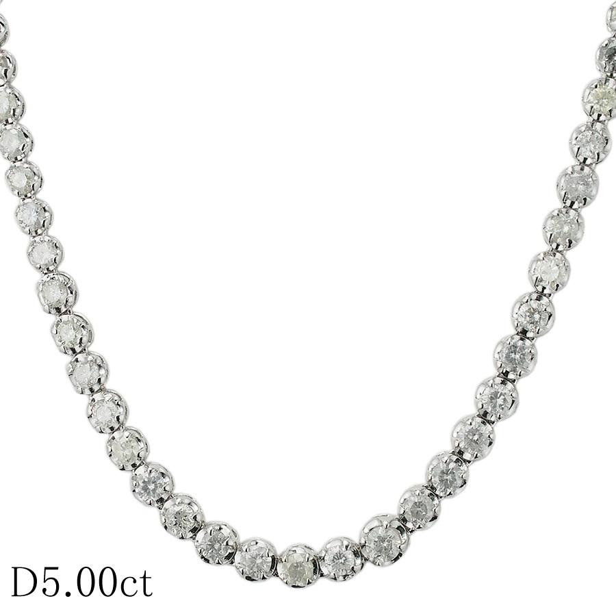 ダイヤモンド/5.00ct テニス ネックレス K18WG : インペリアル - 通販