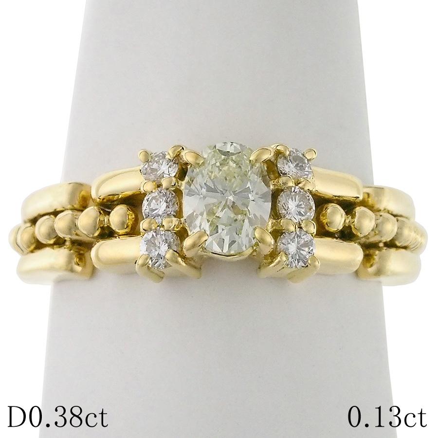 ダイヤモンド/0.38ct ダイヤ/0.13ct デザイン リング K18YG 12号 