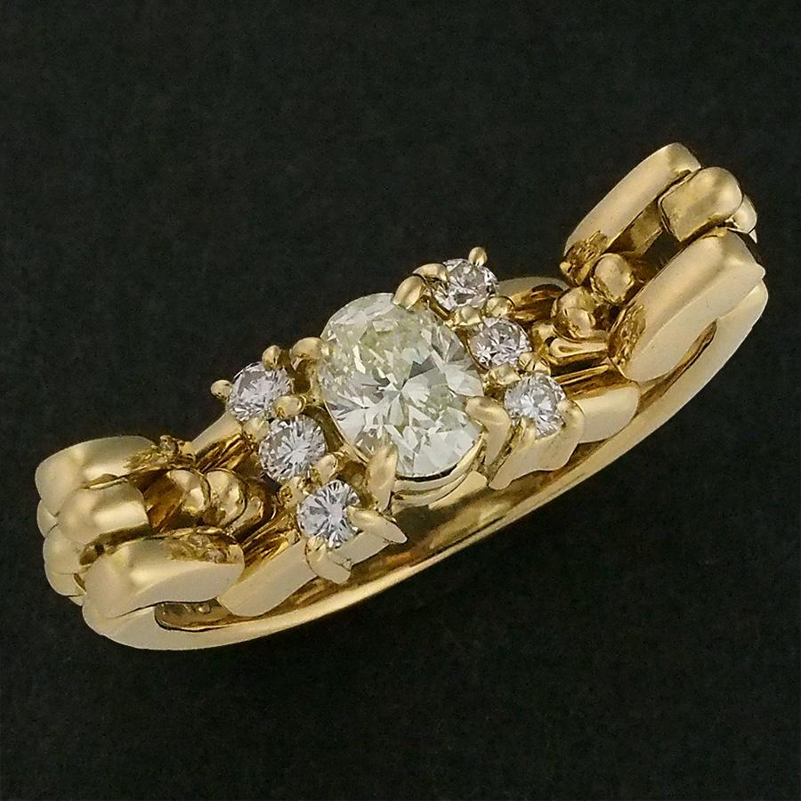 ダイヤモンド/0.38ct ダイヤ/0.13ct デザイン リング K18YG 12号