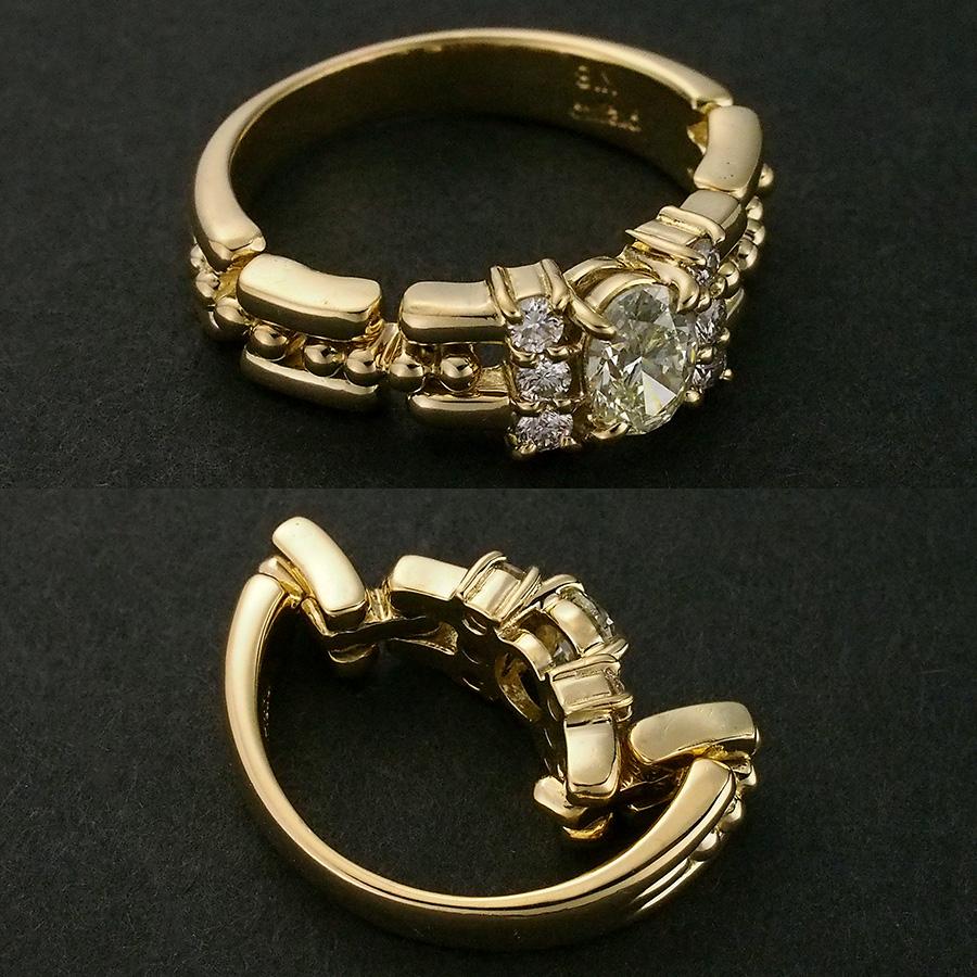 ダイヤモンド/0.38ct ダイヤ/0.13ct デザイン リング K18YG 12号