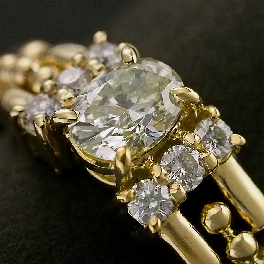ダイヤモンド/0.38ct ダイヤ/0.13ct デザイン リング K18YG 12号 