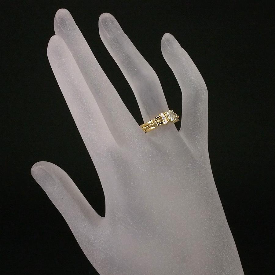 ダイヤモンド/0.38ct ダイヤ/0.13ct デザイン リング K18YG 12号 