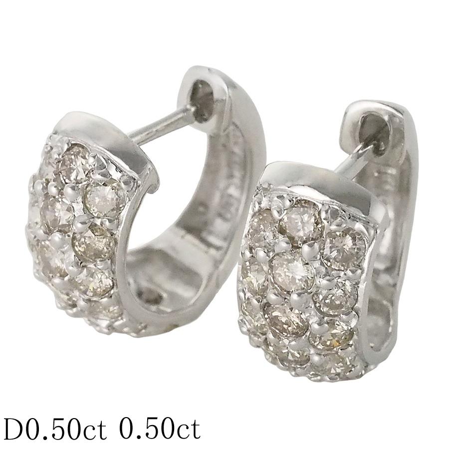 ダイヤモンド/0.50ct 0.50ct デザイン ピアス K18WG : インペリアル