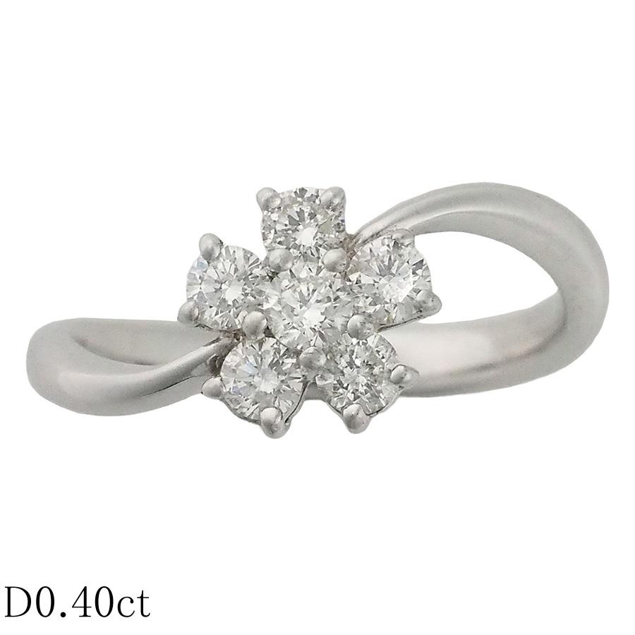 ダイヤモンド/0.40ct フラワーモチーフ リング K18WG 11号