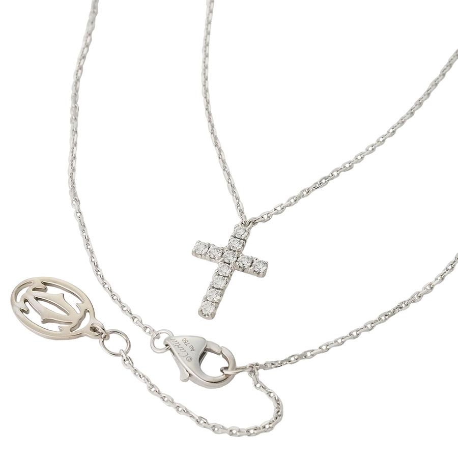 カルティエ ダイヤモンド シンボルクロス ネックレス K18WG 国内正規