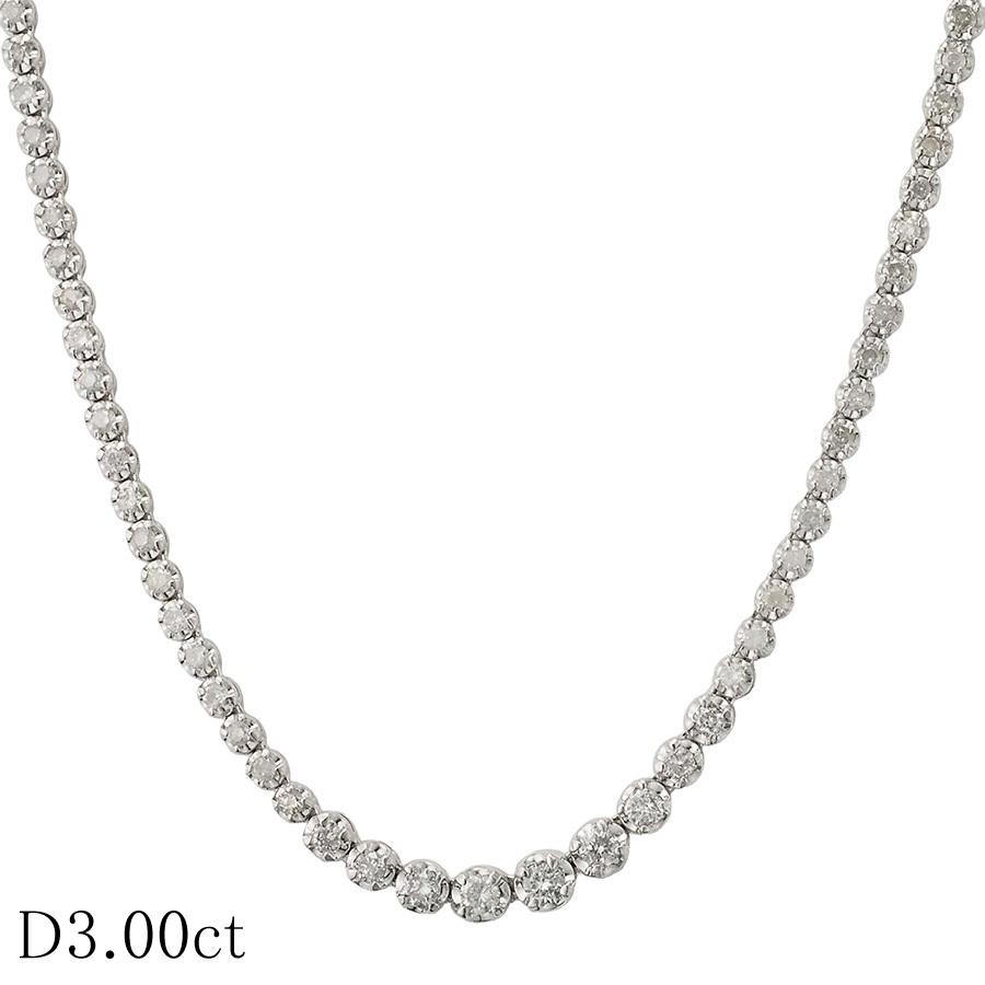 ダイヤモンド/3.00ct テニス ネックレス K18WG : インペリアル - 通販