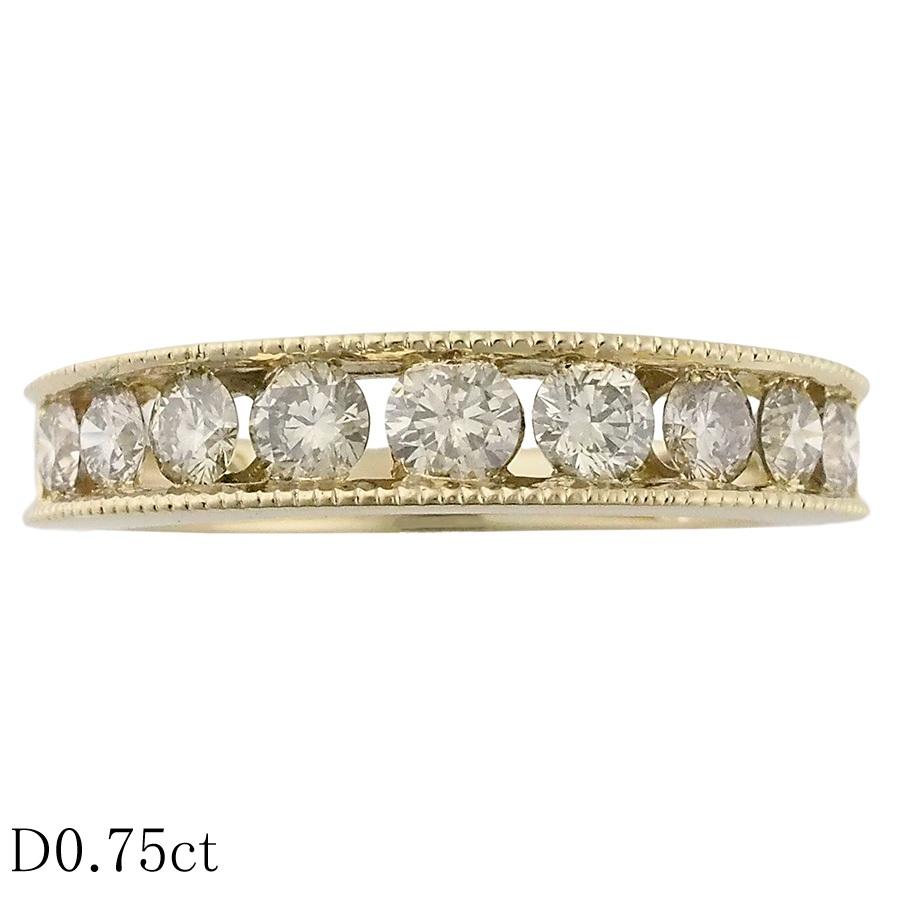 ダイヤモンド/0.75ct ハーフエタニティ リング K18YG 11号