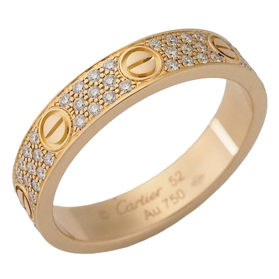カルティエ ダイヤモンド ミニLOVE パヴェダイヤ リング K18PG ＃52