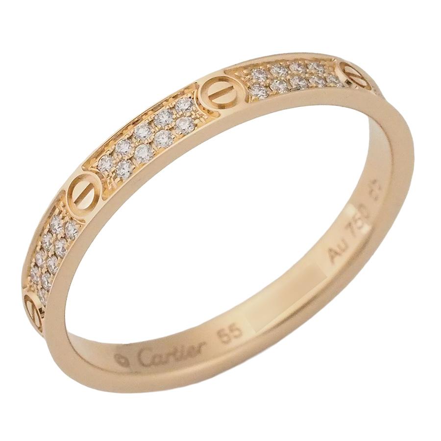 カルティエ ダイヤモンド ミニラブ パヴェ リング K18PG #55 国内正規