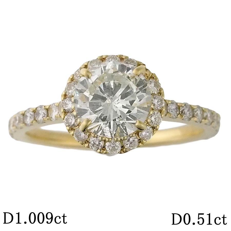 K-SI2-G ダイヤモンド/1.009ct ダイヤ/0.51ct デザイン リング K18YG