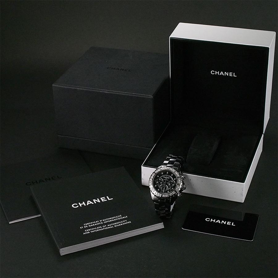 CHANEL J12 クロノグラフ9Pダイヤ　美品 シャネル J12 9Pダイヤ クロノグラフ 41mm フルダイヤモンド ブラック