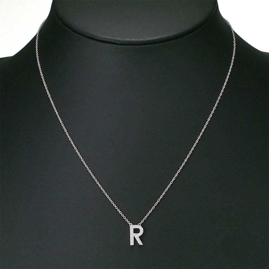 ティファニー ダイヤモンド レター イニシャルR ネックレス Pt950 箱付