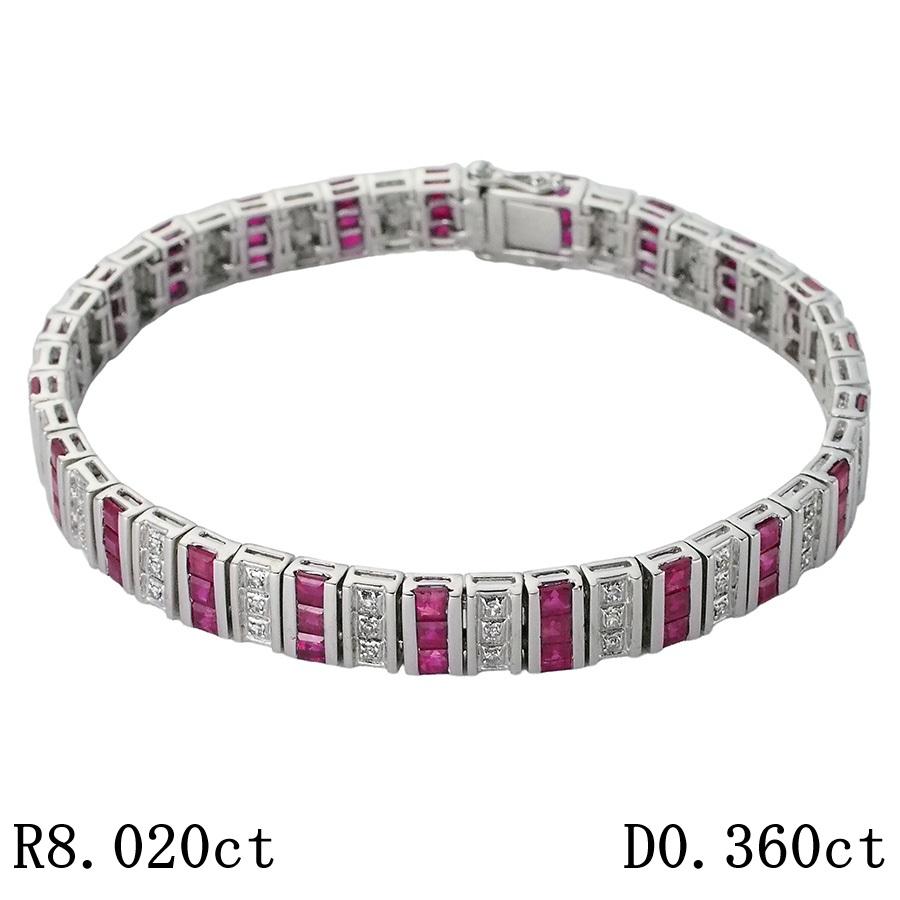 ルビー/8.020ct ダイヤモンド/0.360ct デザイン ブレスレット K14WG